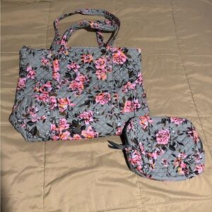 Vera Bradley Pink and Green Tote Bag Set